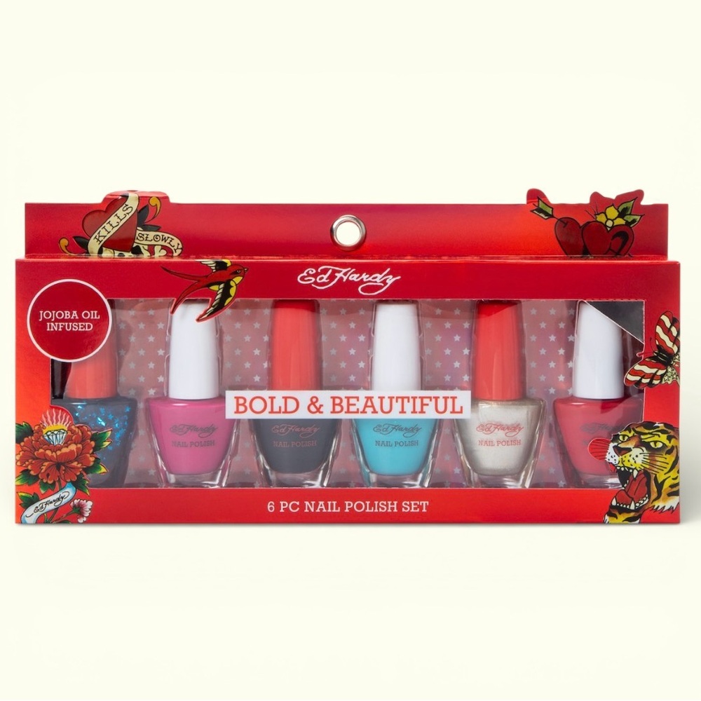 New Ed Hardy 6pc Nail Polish Set